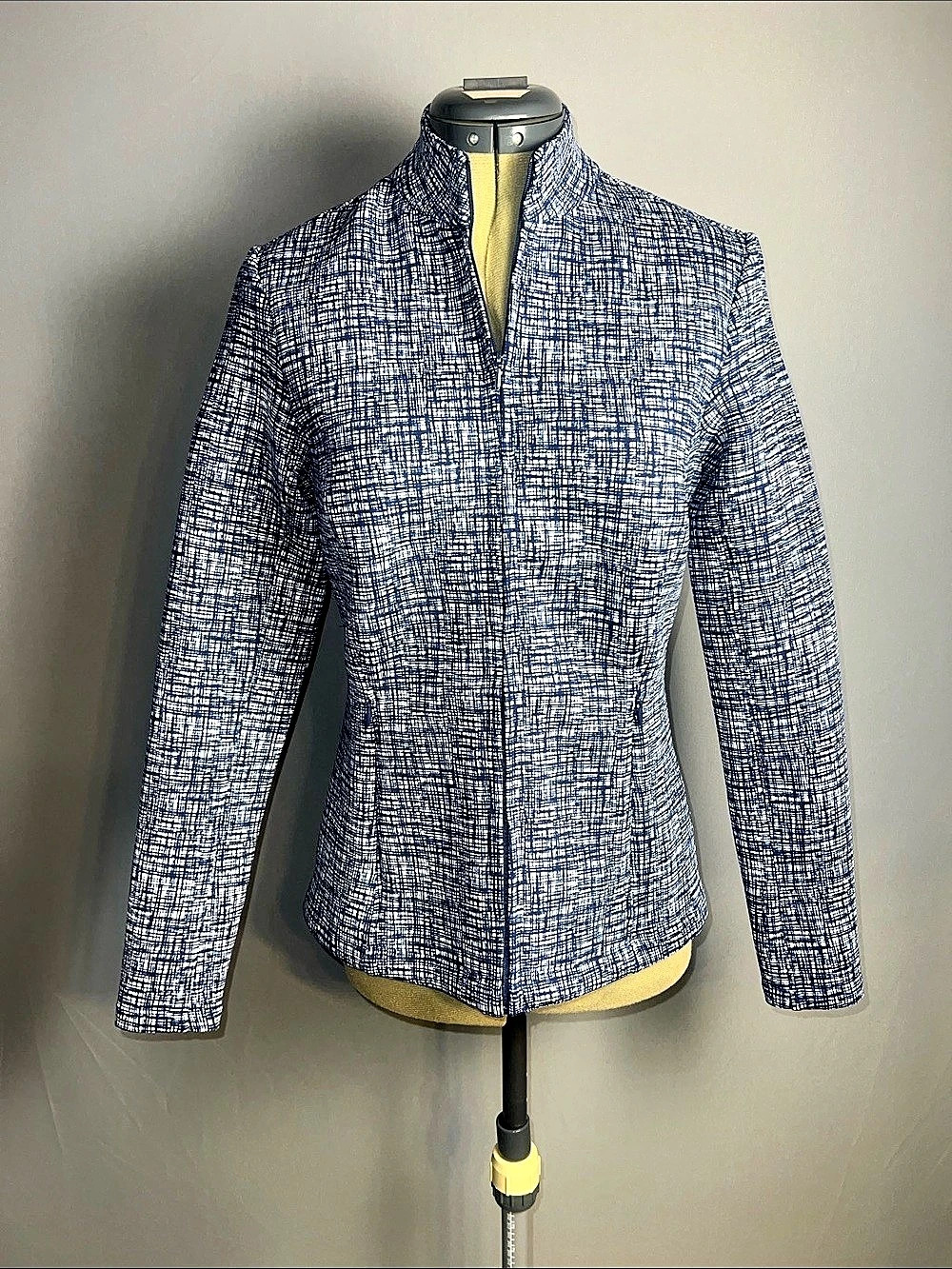 J.McLaughlin Checkered Jacket in Blue & White Size XS Like New